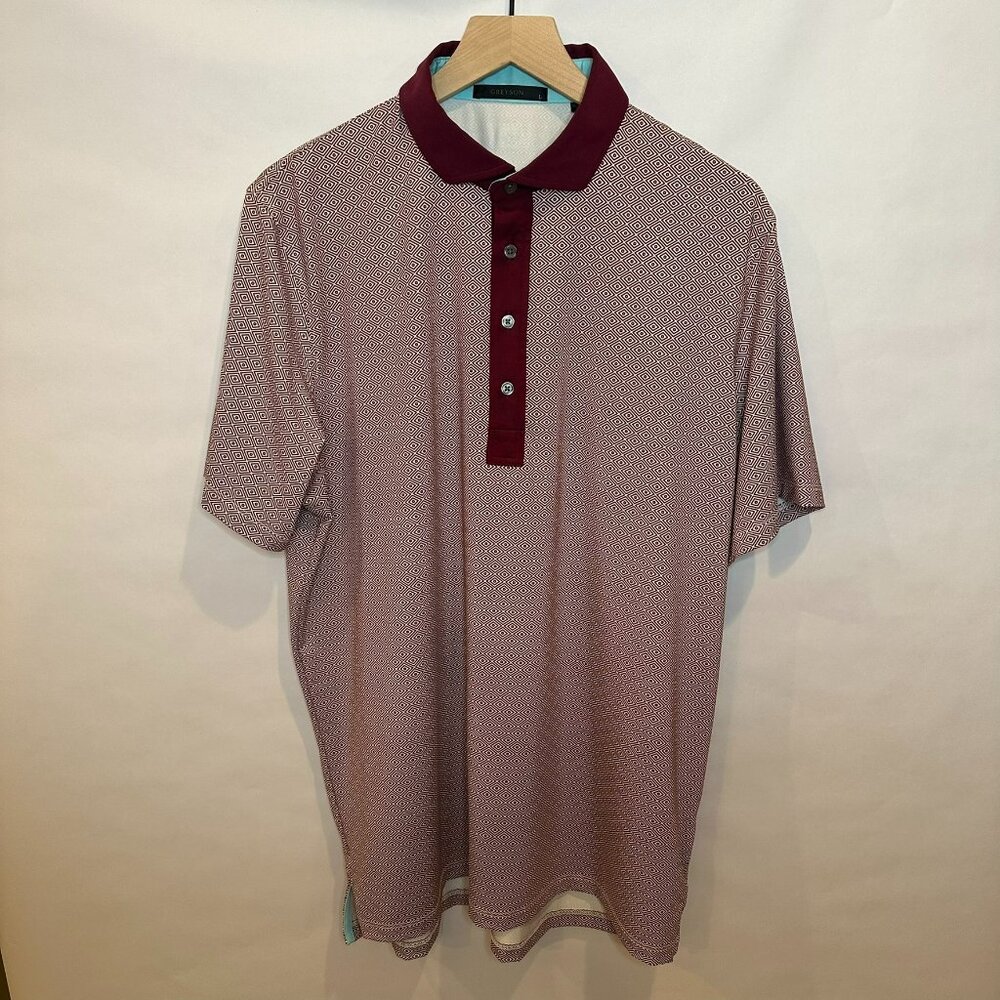 Grayson golf performance polo burgundy geometric L